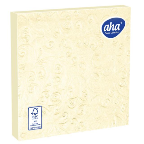 Serwetka aha tłoczona 33x33 cm 3 warstwowa w kolorze kremowym