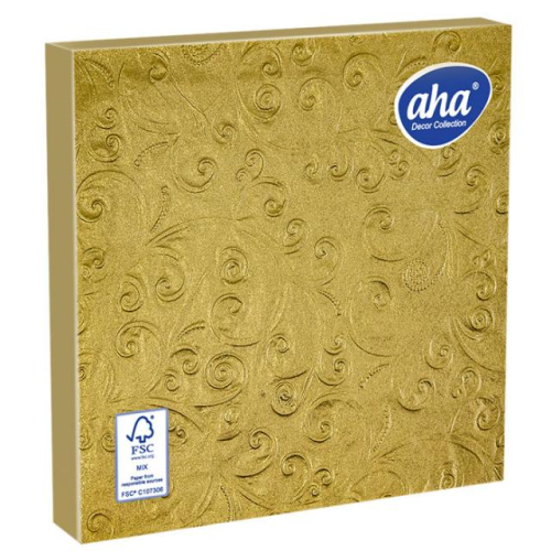 Serwetka aha tłoczona 33x33 cm 3 warstwowa w kolorze złotym