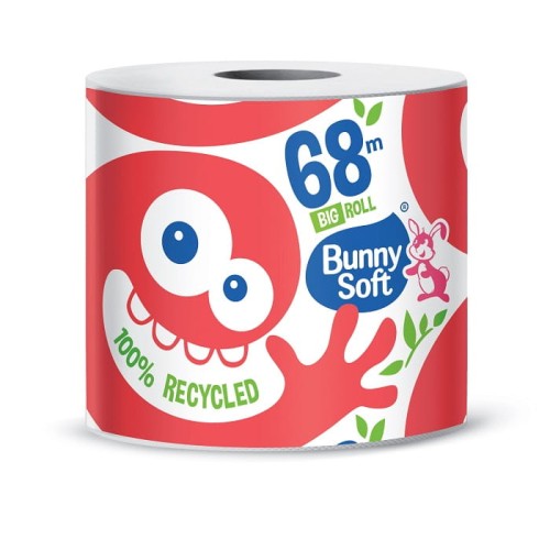 Papier toaletowy Bunny Big Rolka, 2-warstwowy z białej makulatury.