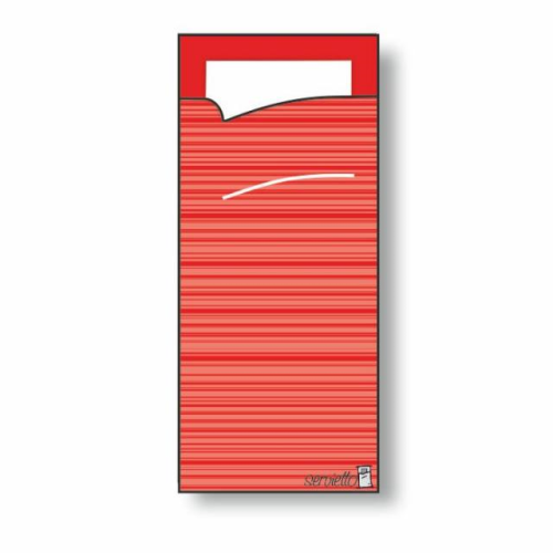Etui na sztućce w kolorze czerwonym z białą serwetką w środku