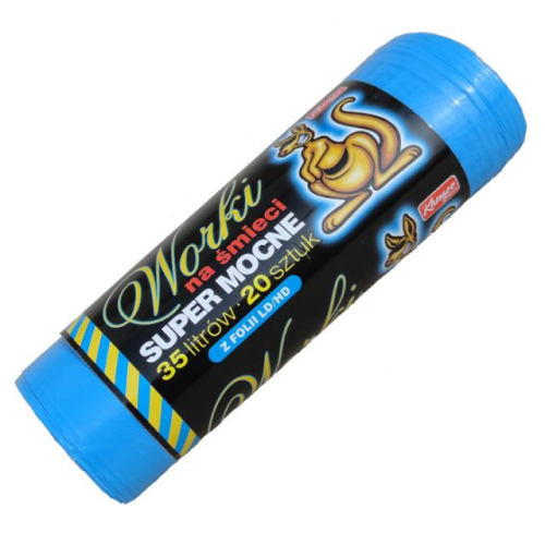 Wroki na śmieci niebieskie firmy DIKPAK, na rolce 20 worków 35 litrowych