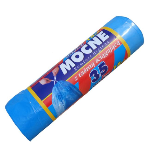 Worki na śmieci z taśmą firmy DIKPAK, 15 workó na rolce po 35 litrów