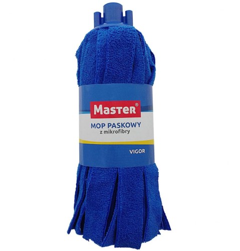 Mop paskowy z mikrofibry VIGOR MASTER, w kolorze niebieskim, bardzo dobrze wchłaniający