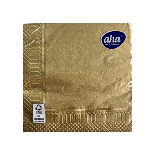 Serwetka aha 33x33cm jednobarwna o kolorze złotym