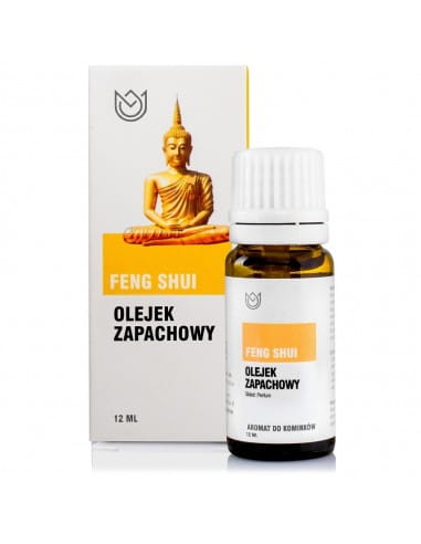 Butelka z olejkiem zapachowym Feng Shui o pojemności 10ml obok pudełko