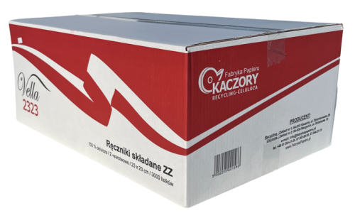 Karton z ręcznikami ZZ firmy Kaczory